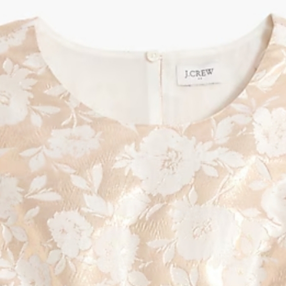 NWT J.Crew Gold Metallic Floral Jacquard Puff Sleeve Top - Picture 3 of 7